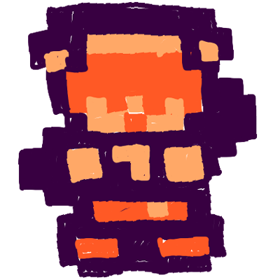 An illustration of Finlay in a painted, pixelated style